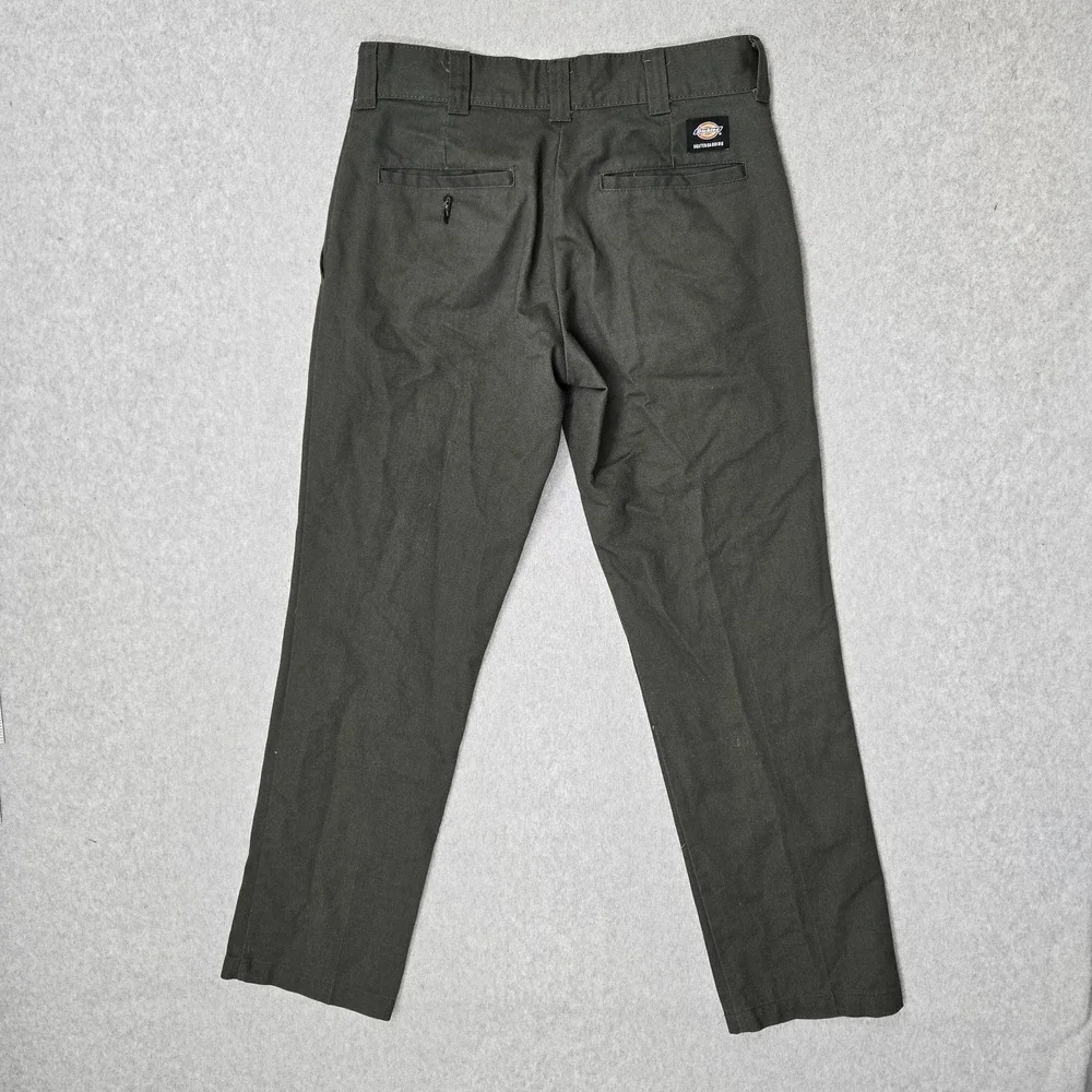 Dickies Men Pants 28 Green Chino Twill FLEX Skateboarding Pants Zipper Slim 29